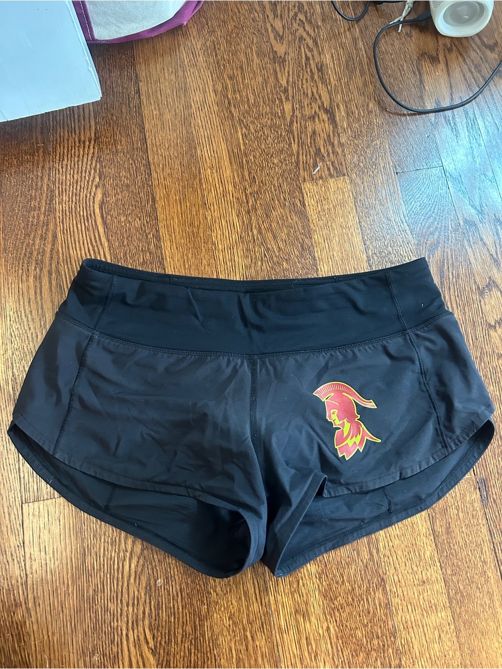 lululemon athletica Black Athletic Shorts with Red and Yellow Emblem - Picture 3 of 5